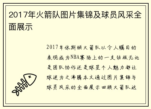 2017年火箭队图片集锦及球员风采全面展示